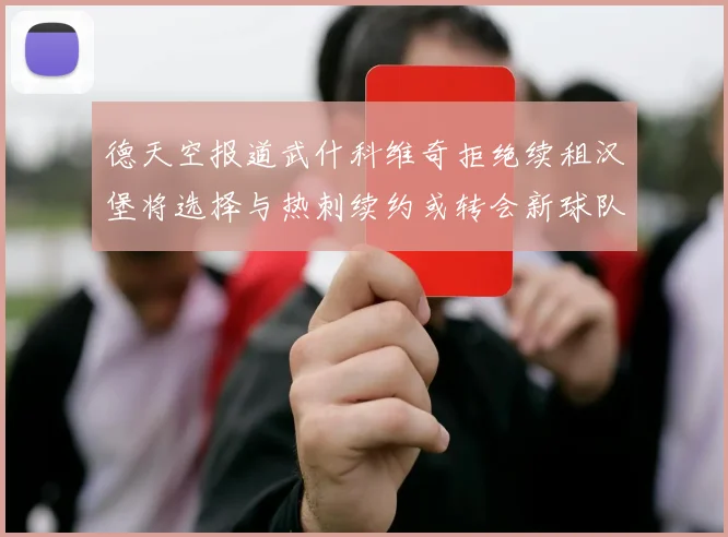 德天空报道武什科维奇拒绝续租汉堡将选择与热刺续约或转会新球队